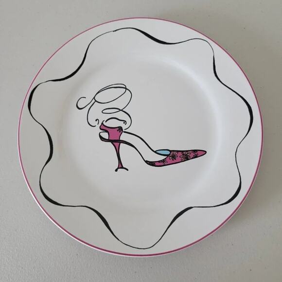 Rosanna Porcelain Dessert Plates Vintage High Heels Shoe Design Set of 3 White - Picture 5 of 11